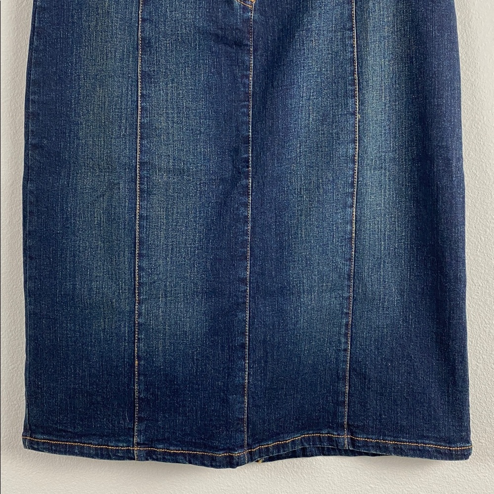 Windsor Stretch Denim Skirt | Back Slit | Dark Blue Wash - Picture 4 of 15